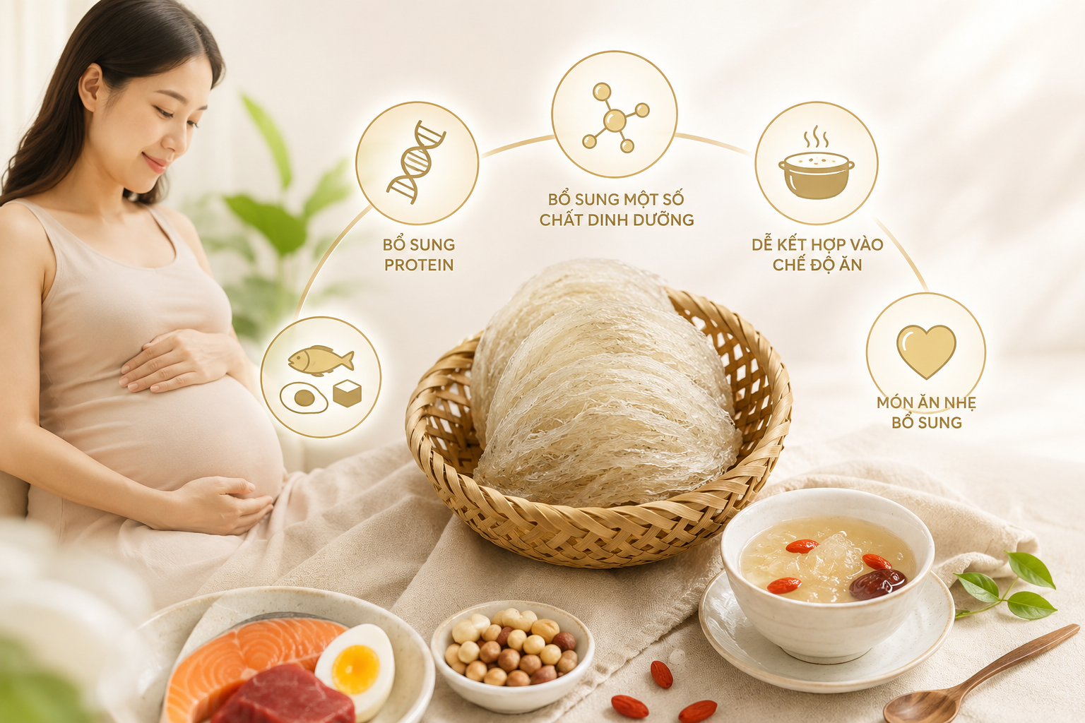 Ăn yến sào giúp bà bầu bổ sung nhiều dinh dưỡng cần thiết
